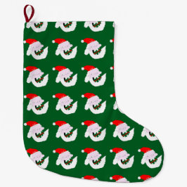 Silly goofy Santa Claus cartoon face Großer Weihnachtsstrumpf