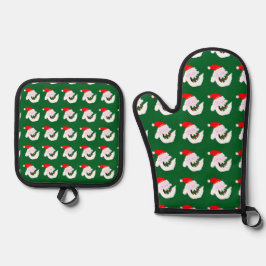 Silly goofy Santa Claus cartoon face Ofenhandschuh & Topflappen-Set