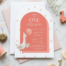 Silly Goose 1st Birthday Boho Invitation Girl