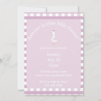 Silly Goose 1st Birthday Invitation (Pink) Einladung