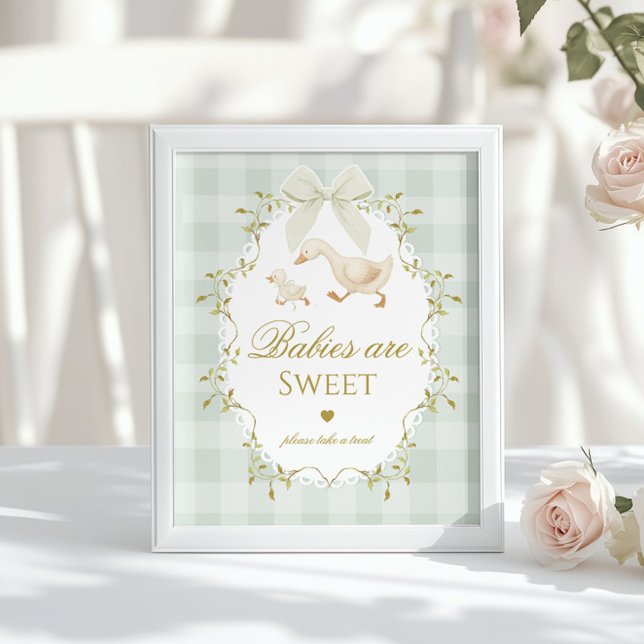 Silly Goose Babies are sweet Sage Green Gingham Poster (Von Creator hochgeladen)