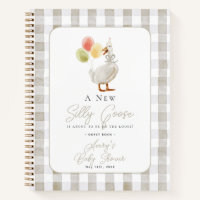 Silly Goose Beige En vichy Baby shower Livre d'or