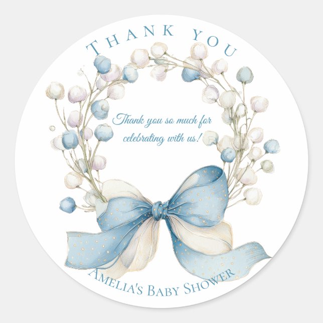 Silly Goose Blue Floral Round Favor Sticker (Devant)