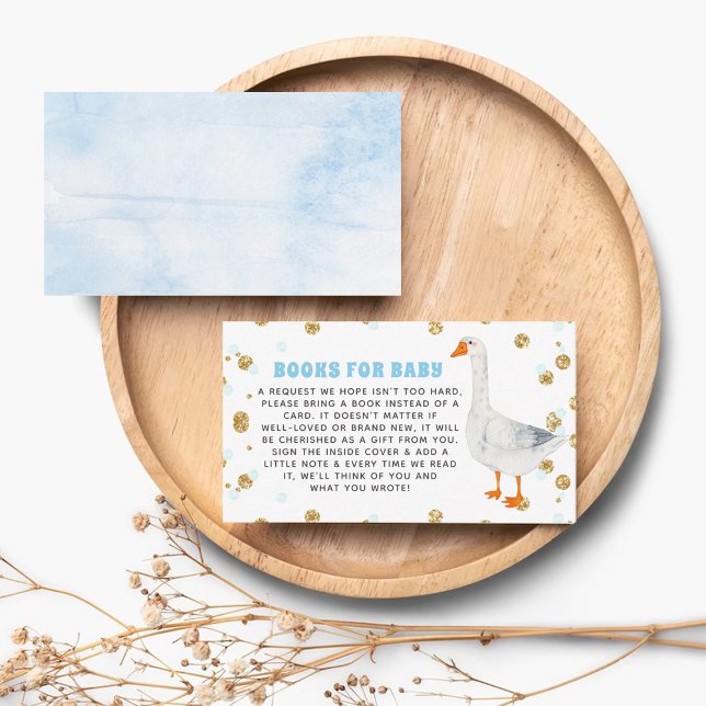 Silly Goose Blue Watercolor Baby Shower Book Begleitkarte (Von Creator hochgeladen)