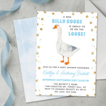 Silly Goose Blue Watercolor Boys Baby Shower