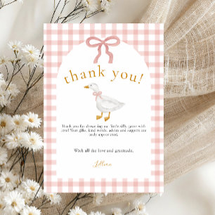 Silly Goose Blush Pink Gingham Baby Shower Dankeskarte