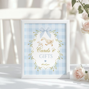Silly Goose Cards and gifts Blaues Schleifen-Gingh Poster