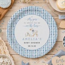 Silly Goose Dusty Blue Gingham Baby Boy Shower
