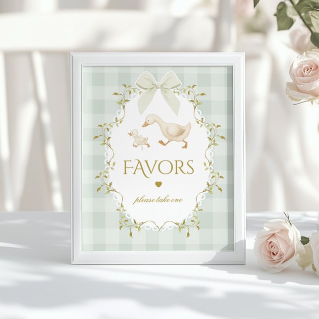 Silly Goose Favors Sage Gingham Baby Shower Poster (Von Creator hochgeladen)