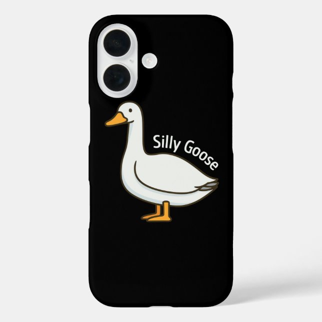 Silly Goose Funny Cartoon Goose iPhone 16 Hülle (Rückseite)