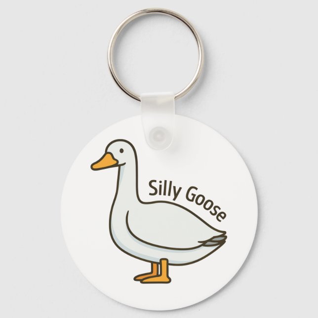 Silly Goose Funny Cartoon Goose Schlüsselanhänger (Vorderseite)