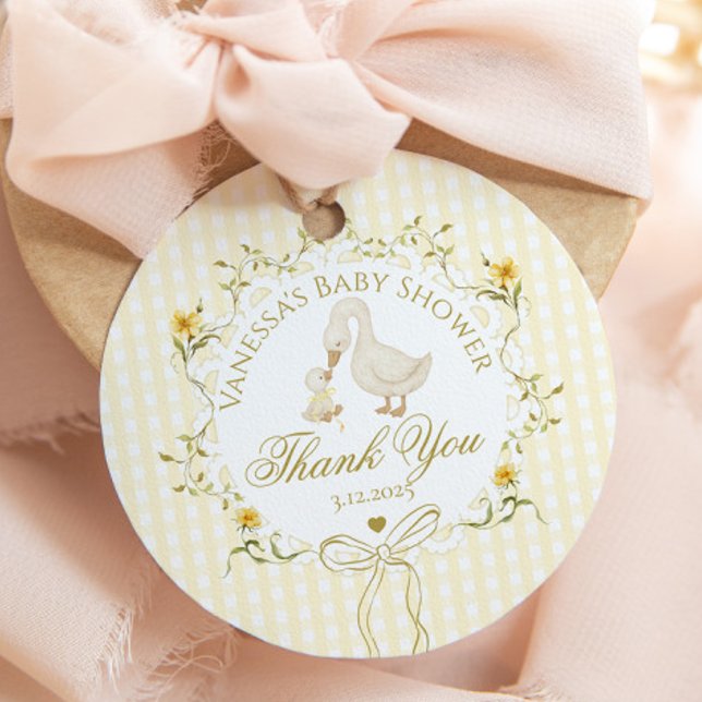 Silly Goose Gender neutral Gingham Thank you Geschenkanhänger (Von Creator hochgeladen)