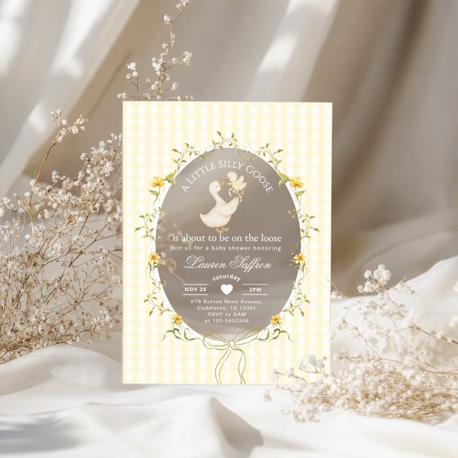 Silly Goose Gender neutral Whimsical Baby Shower Acryleinladungen (Von Creator hochgeladen)