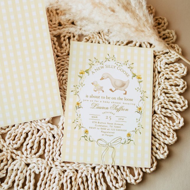 Silly Goose Gender neutral Yellow Baby Shower Einladung (Von Creator hochgeladen)