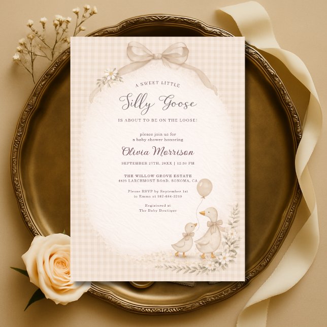 Silly Goose Gingham Baby Shower  Einladung (Von Creator hochgeladen)