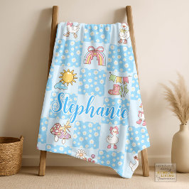 Silly Goose Girl Design Blue Fleecedecke