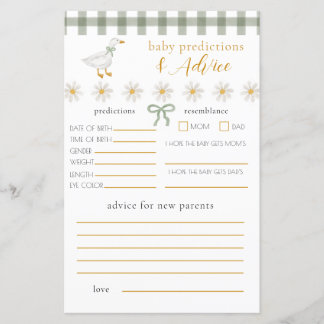 Silly Goose Green Gingham Baby Advice Prediction