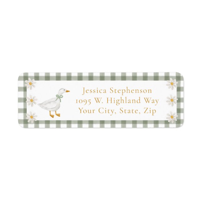 Silly Goose Green Gingham Daisy Return Address (Vorne)