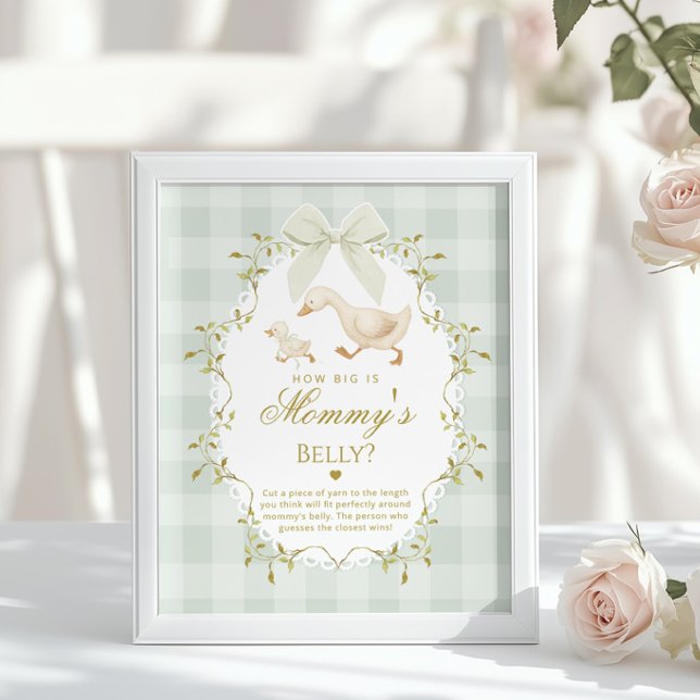 Silly Goose How big is her belly Sage Gingham Poster (Von Creator hochgeladen)