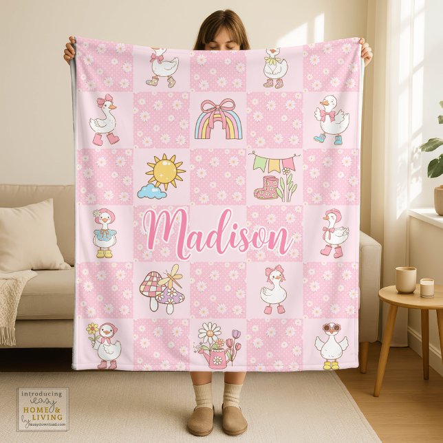Silly Goose Mädchen Design Rosa  Fleecedecke (Von Creator hochgeladen)