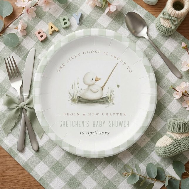 Silly Goose New Chapter Spring Baby Shower  Pappteller (Silly Goose New Chapter Spring Baby Shower Paper Plates)