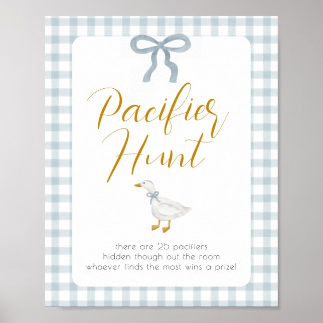 Silly Goose Pacifier Hunt Baby Shower Game  Poster (Vorne)
