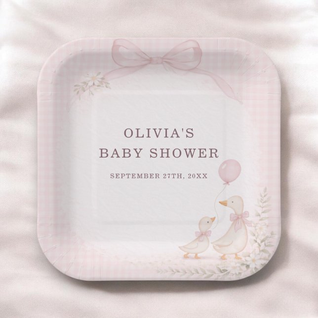 Silly Goose Pink Baby Shower Party Pappteller (Von Creator hochgeladen)