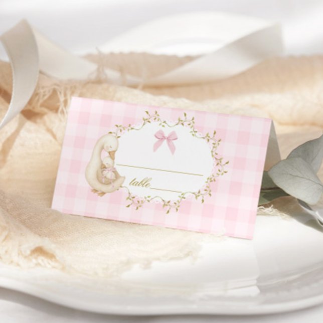 Silly Goose Pink Gingham baby shower Platzkarte (Von Creator hochgeladen)