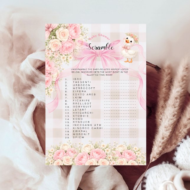 Silly Goose Pink Gingham Baby Shower Wortscramble (Von Creator hochgeladen)