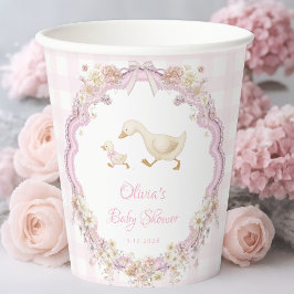 Silly Goose Pink Gingham Girl Baby Shower Pappbecher
