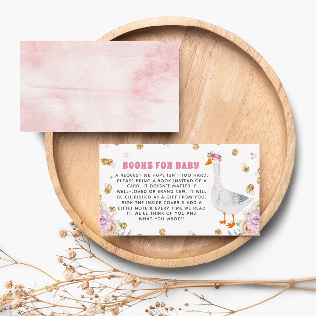 Silly Goose Pink Watercolor Baby Shower Book Begleitkarte (Von Creator hochgeladen)