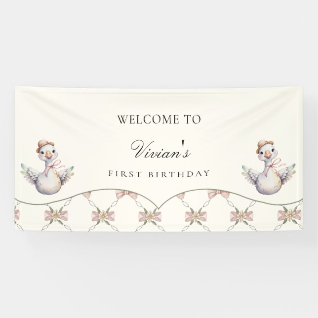 Silly Goose Preppy Bow Baby Shower Banner (Horizontal)
