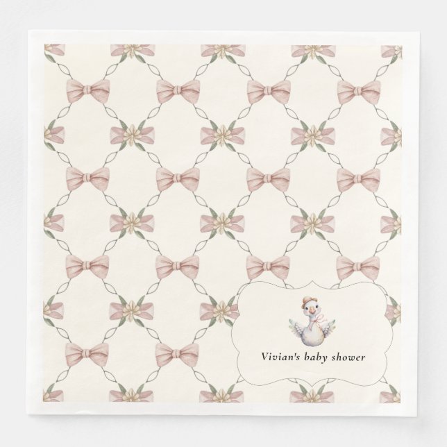 Silly Goose Preppy Bow Baby Shower Serviette (Vorderseite)