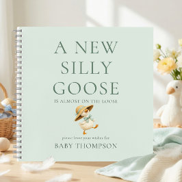Silly Goose Sage Baby Shower Guest Book Notizbuch