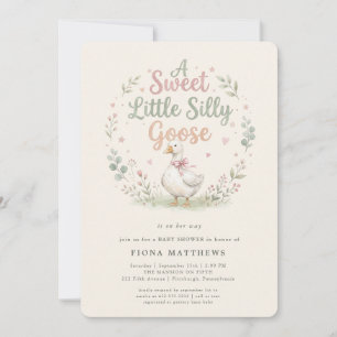 Silly Goose Sage Gingham Baby Shower Einladung