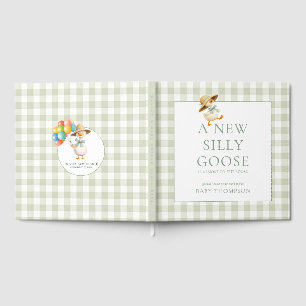 Silly Goose Sage Gingham Babyparty Gästebuch