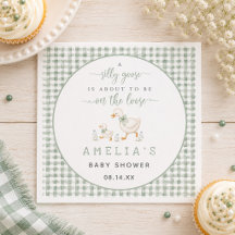 Silly Goose Sage Grün Gingham Baby Shower