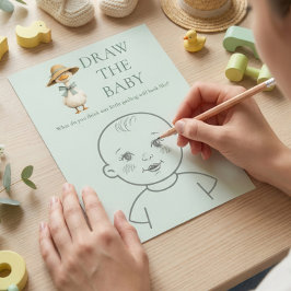 Silly Goose Teal Draw The Baby Shower Game Card Einladung