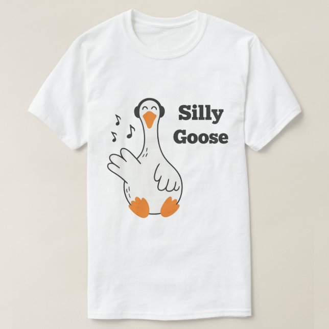 Silly Goose Wearing Headphones – Cute Funny Goose T-Shirt (Design vorne)