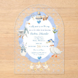 Silly Goose Whimsical Bow Baby Boy Shower Acryleinladungen