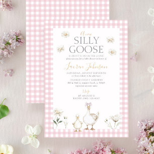 Silly Goose Whimsical Rosa Schleife Baby Girl Baby Einladung