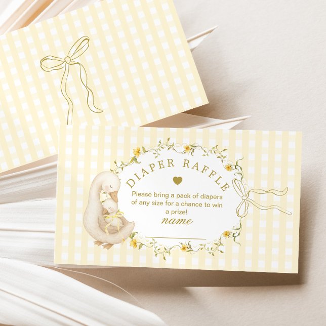 Silly Goose Yellow Gingham Diaper raffle ticket Begleitkarte (Von Creator hochgeladen)