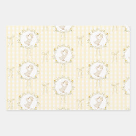 Silly Goose Yellow Gingham wildflower Baby Shower Geschenkpapier Set