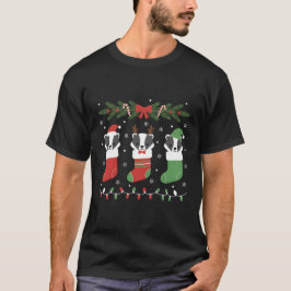 Silly Honey Badger Christmas Lights Playful  T-Shirt
