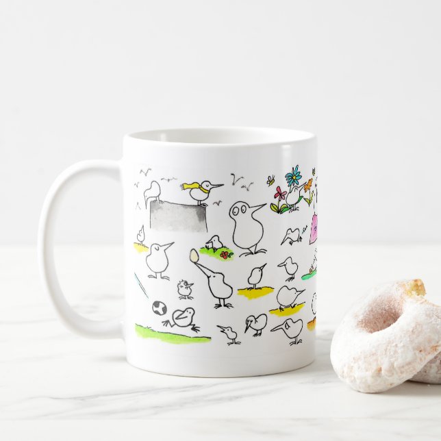 Silly Kiwi Oiseaux mug par Nicole Janes (Avec donut)