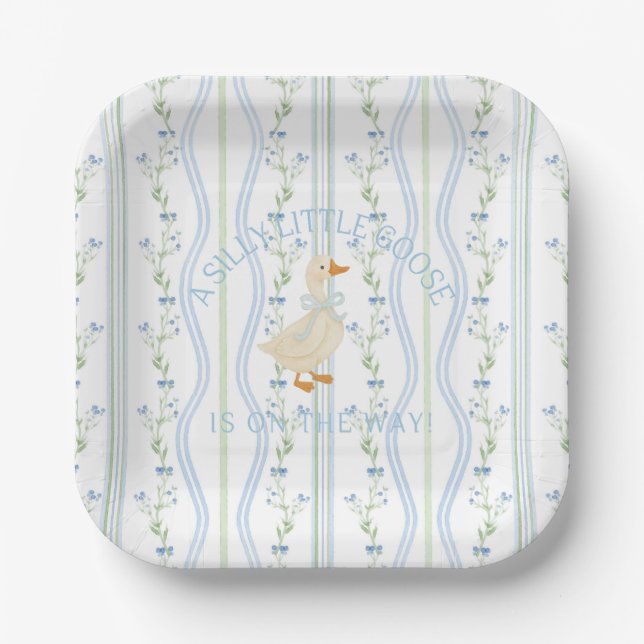 Silly Little Goose Baby Shower  Pappteller (Vorderseite)