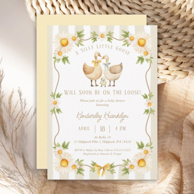 Silly Little Goose Yellow Daisy Baby Shower Einladung (https://www.zazzle.com/pd/editcollection?id=119693010462727007&sr=250956142409031984)