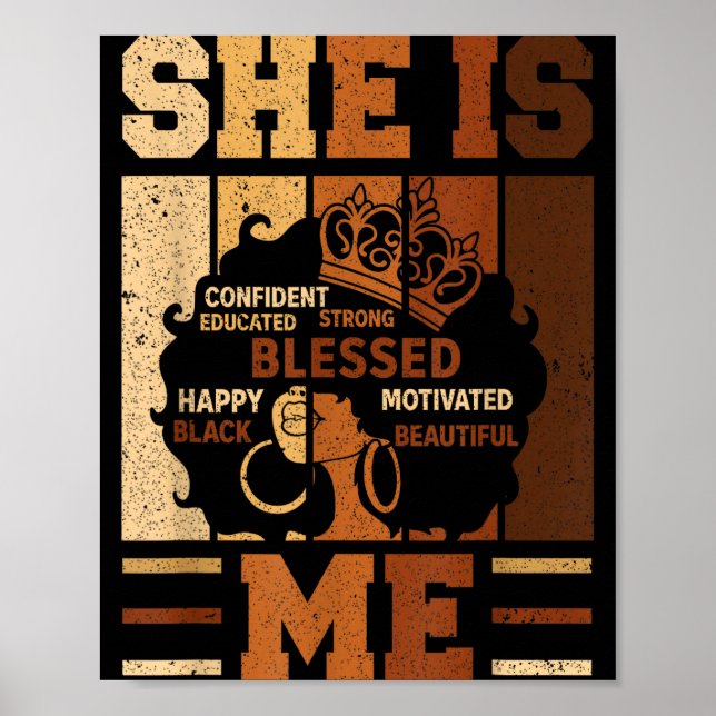Silly Melanin Blessed She Queen Beautiful Afro Bla Poster (Vorne)