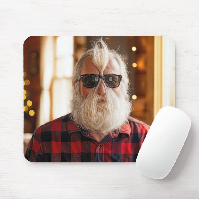 Silly Old Man With Beard Under Sunglasses Mousepad (Mit Mouse)