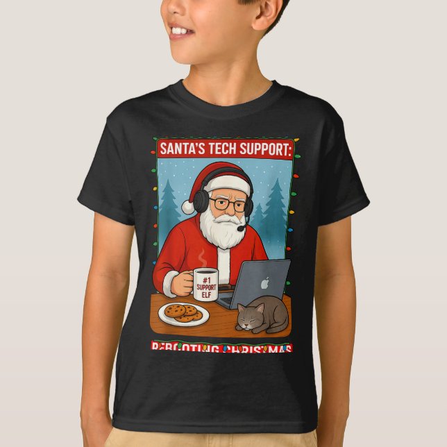 Silly Santa Rebooting s Support Tech T-Shirt (Vorderseite)